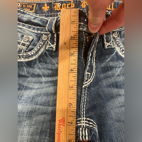 Rock Revival Jeans Blue Kai Boot Distressed Embellished Buckle Denim Womens 26 - Picture 7 of 11